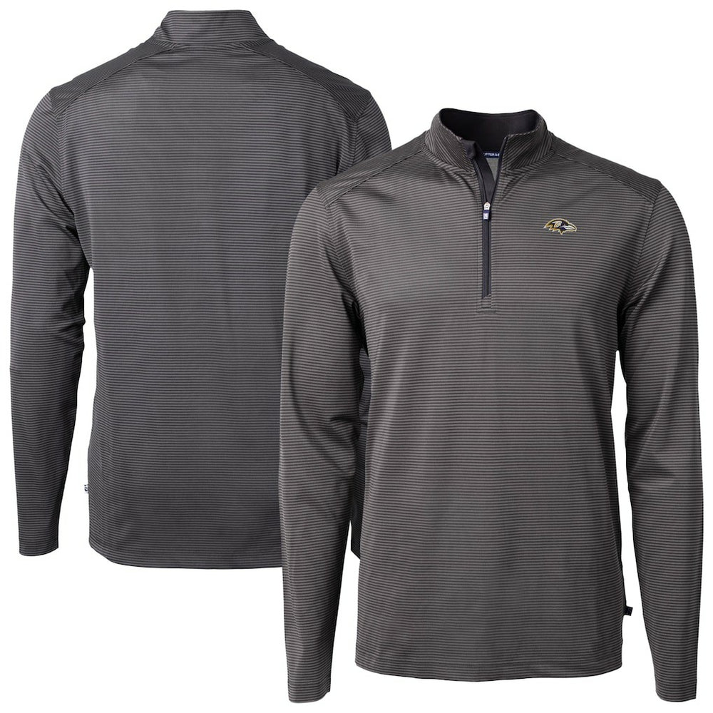 Cutter & Buck Virtue Eco Pique Micro Stripe Quarter-Zip Jacket - Baltimore Ravens Jackets