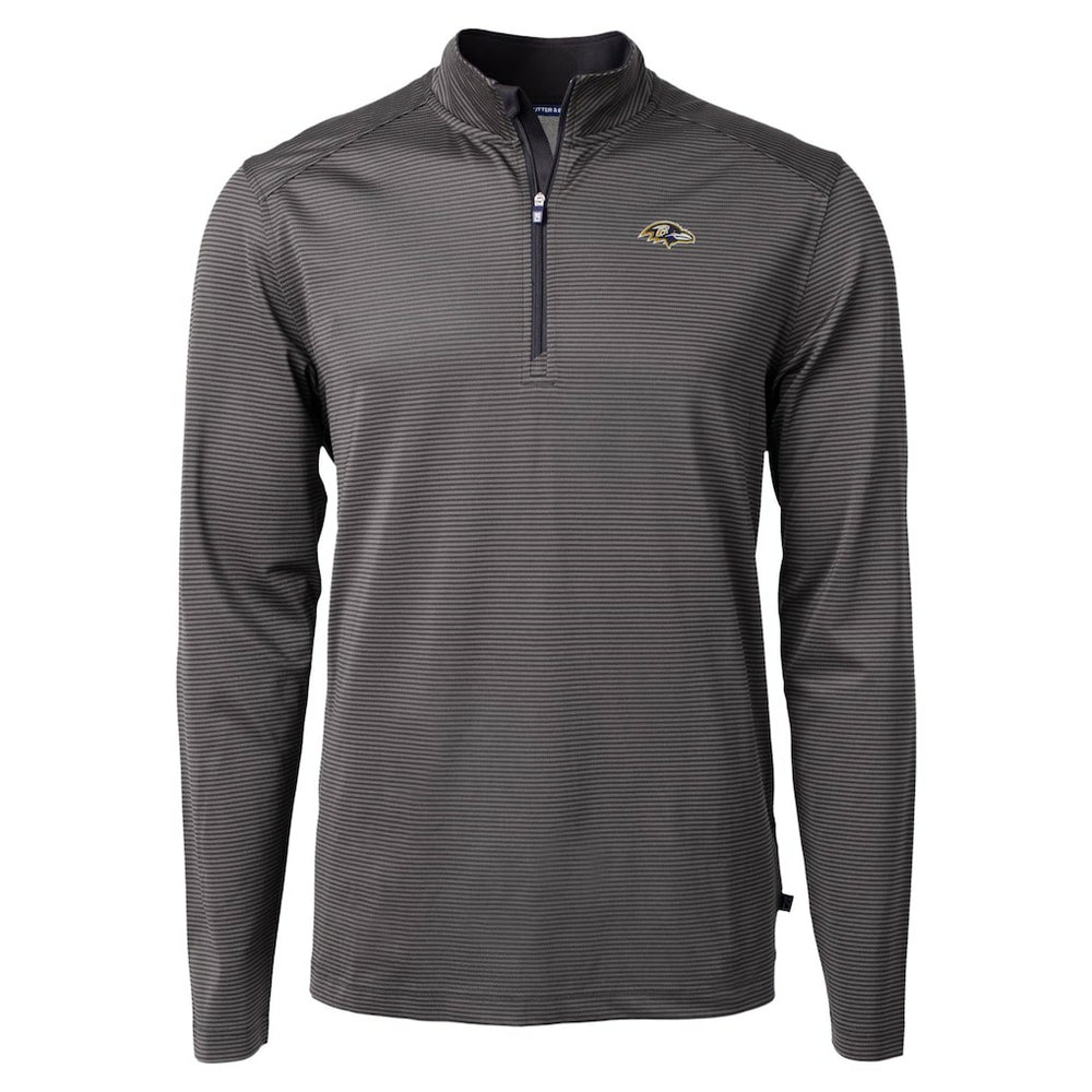 Cutter & Buck Virtue Eco Pique Micro Stripe Quarter-Zip Jacket - Baltimore Ravens Jackets