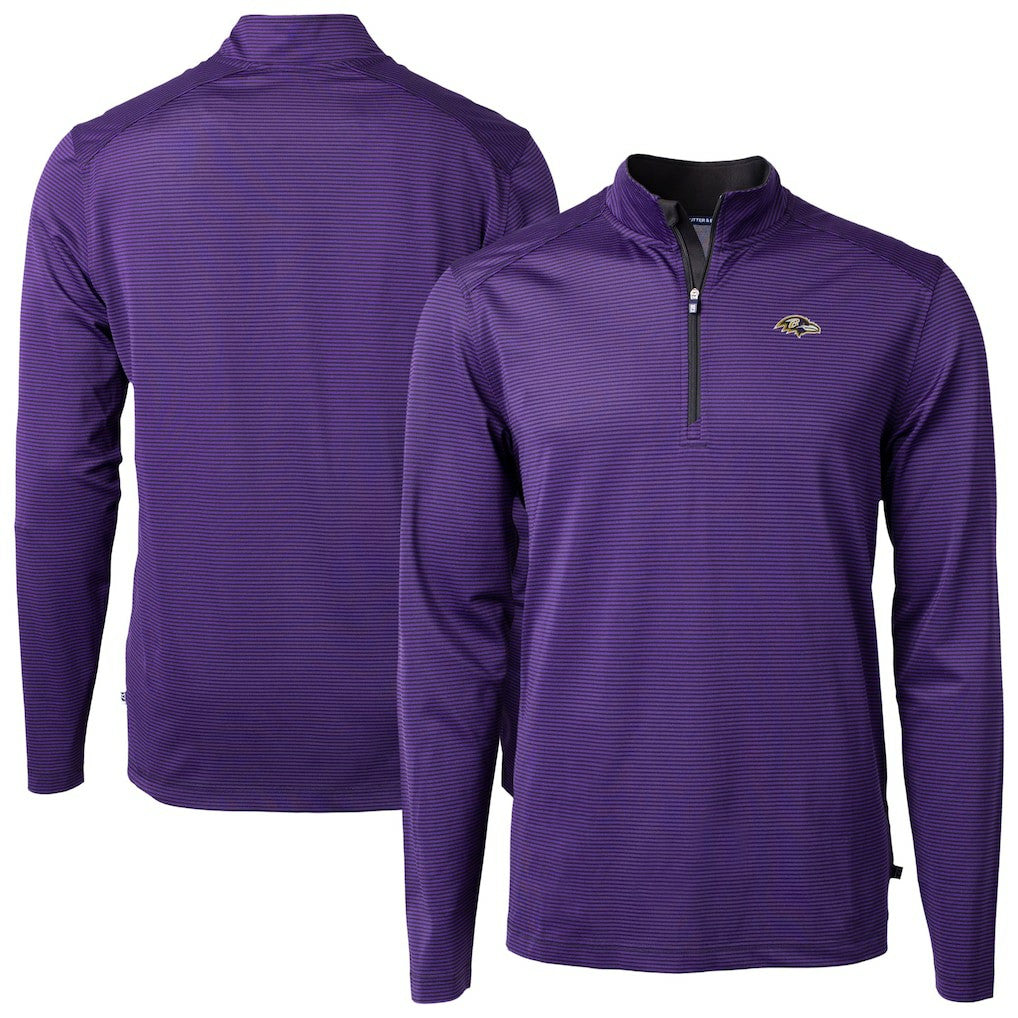 Cutter & Buck Virtue Eco Pique Micro Stripe Quarter-Zip Jacket - Baltimore Ravens Jackets