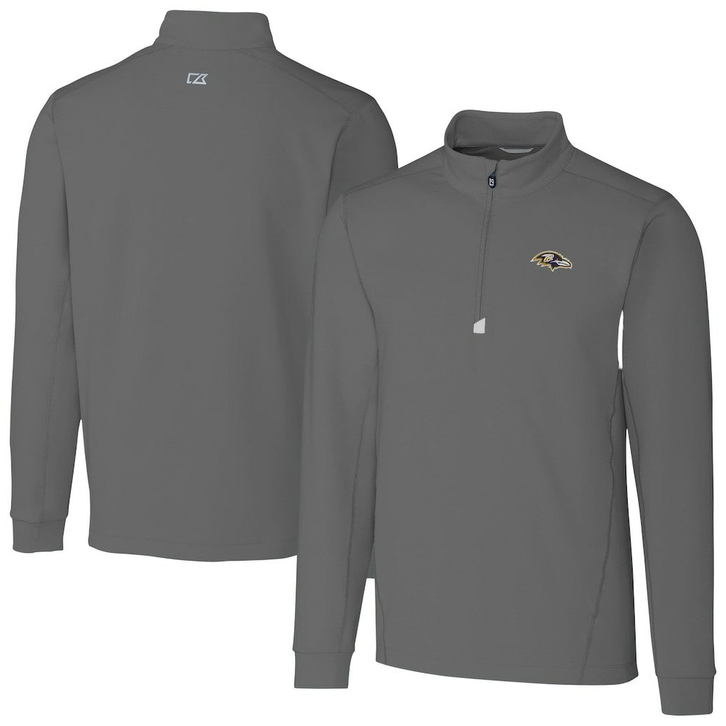 Cutter & Buck Big & Tall Traverse Eco Tri-Blend DryTec Quarter-Zip Jacket - Baltimore Ravens Jackets