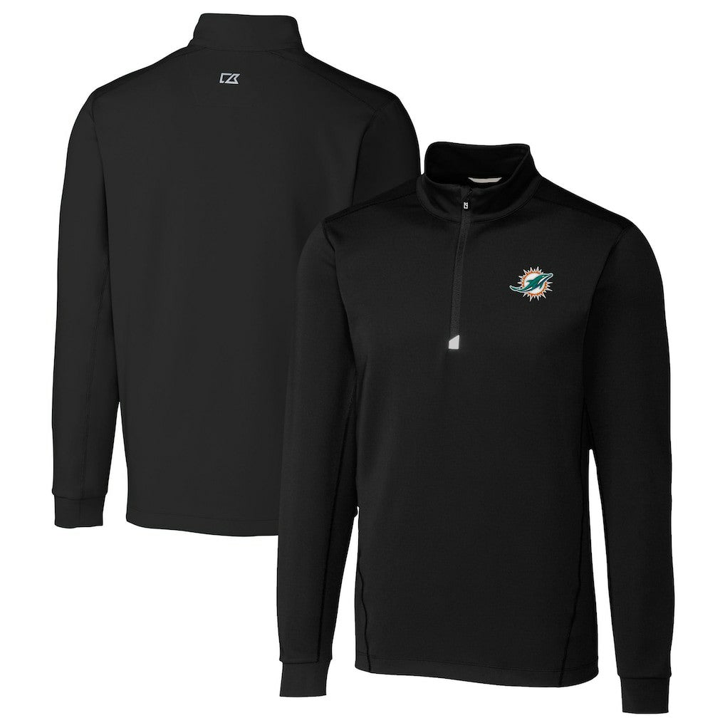 Cutter & Buck Big & Tall Traverse Eco Tri-Blend DryTec Quarter-Zip Jacket - Miami Dolphins Jackets