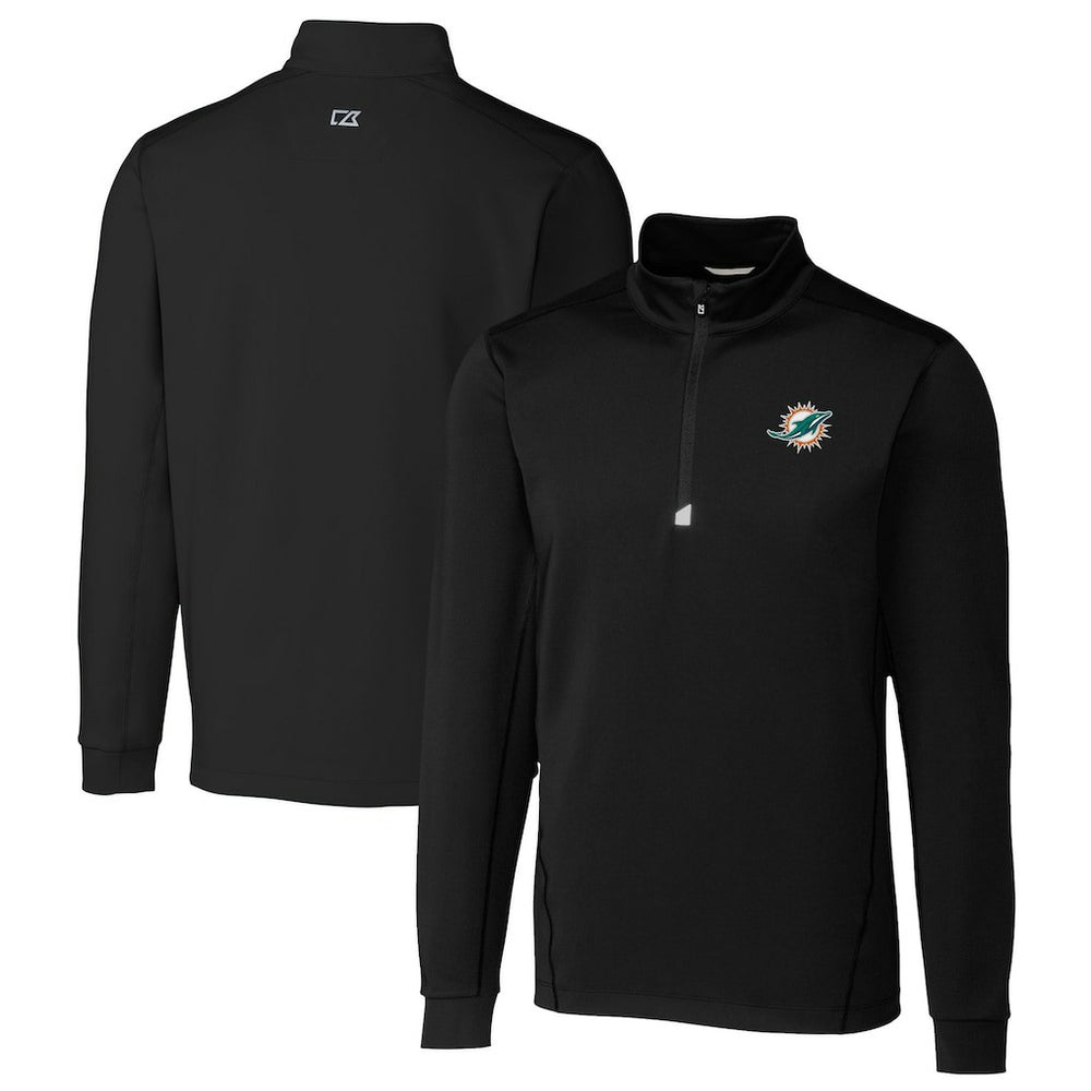 Cutter & Buck Big & Tall Traverse Eco Tri-Blend DryTec Quarter-Zip Jacket - Miami Dolphins Jackets