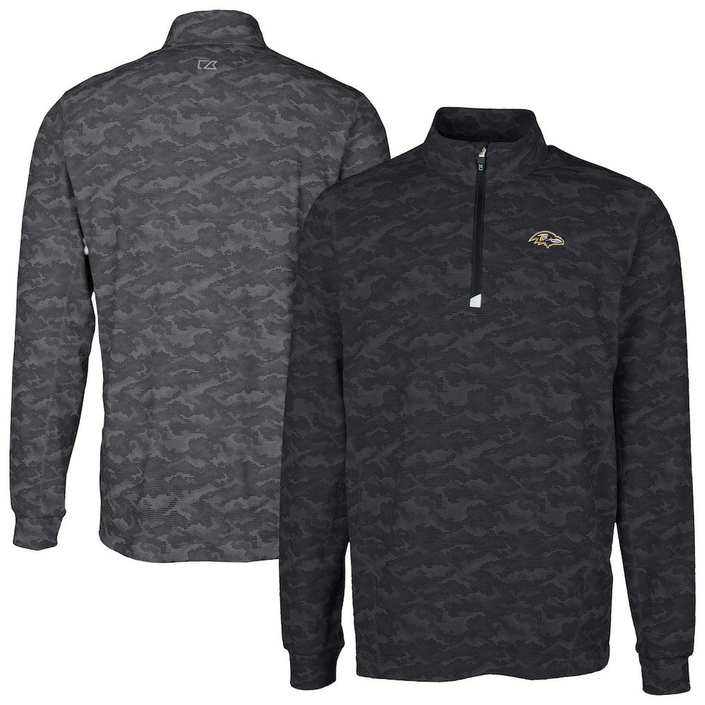 Cutter & Buck Big & Tall Traverse Eco Camo Tri-Blend DryTec Quarter-Zip Jacket - Baltimore Ravens Jackets