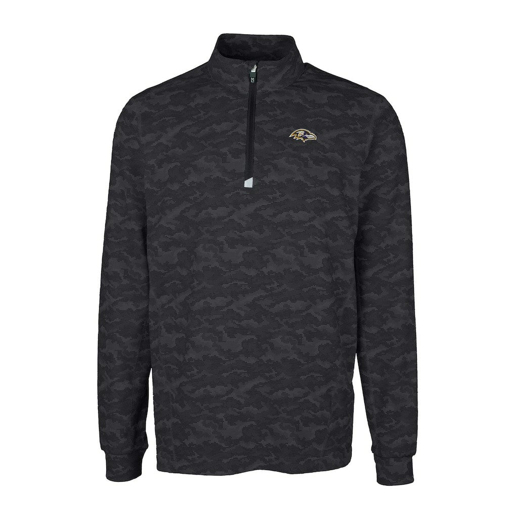 Cutter & Buck Big & Tall Traverse Eco Camo Tri-Blend DryTec Quarter-Zip Jacket - Baltimore Ravens Jackets