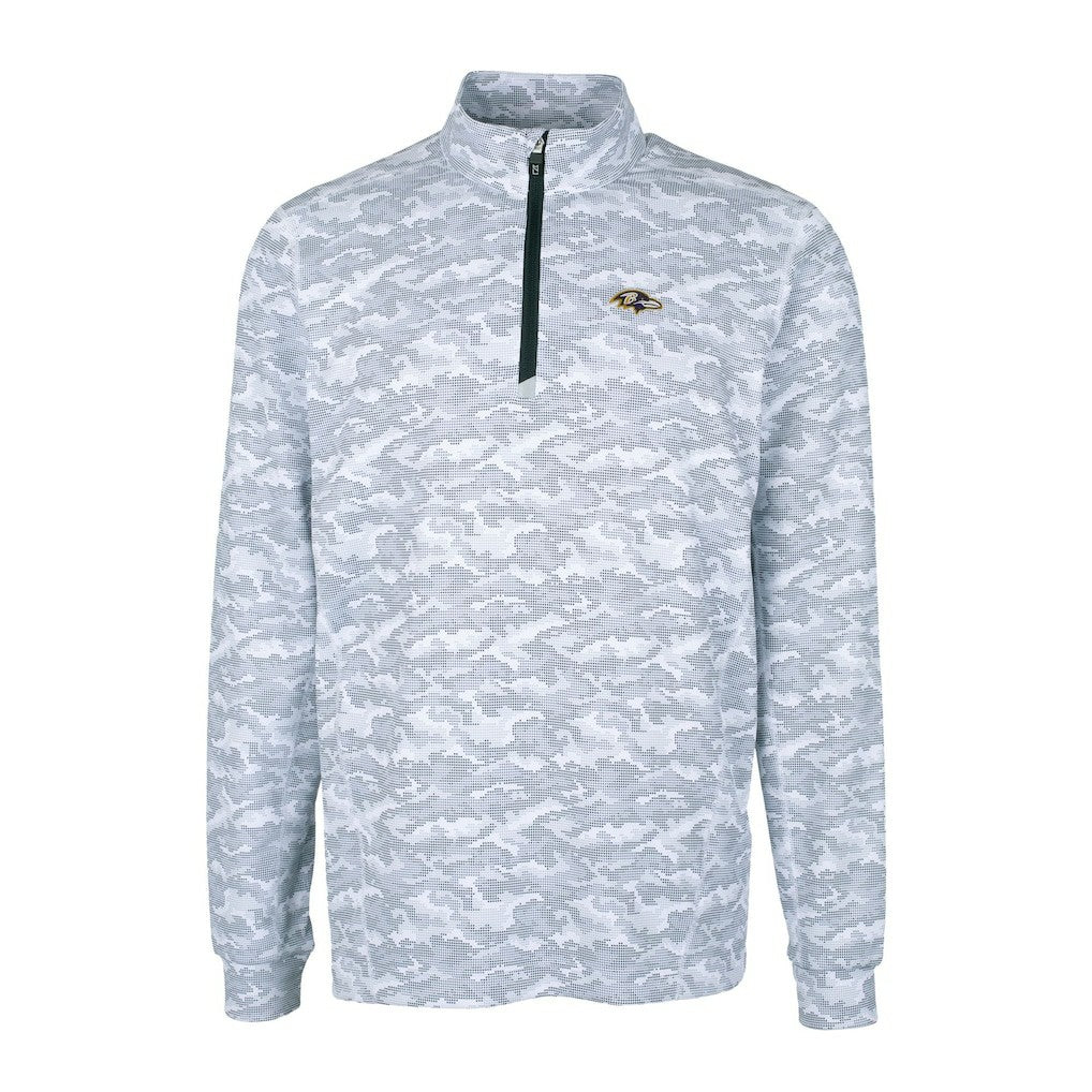 Cutter & Buck Big & Tall Traverse Eco Camo Tri-Blend DryTec Quarter-Zip Jacket - Baltimore Ravens Jackets