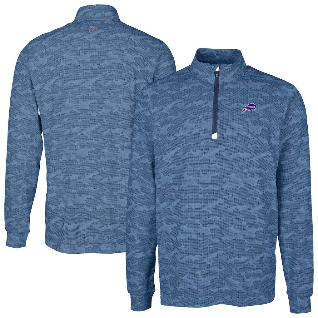 Cutter & Buck Big & Tall Traverse Eco Camo Tri-Blend DryTec Quarter-Zip Jacket - Buffalo Bills Jackets