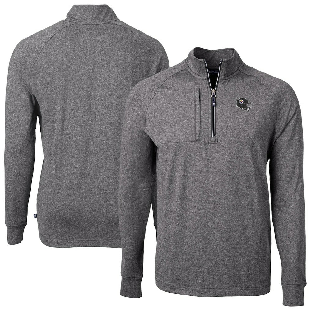Cutter & Buck Big & Tall Adapt Eco Raglan Quarter-Zip Jacket - Pittsburgh Steelers Jackets
