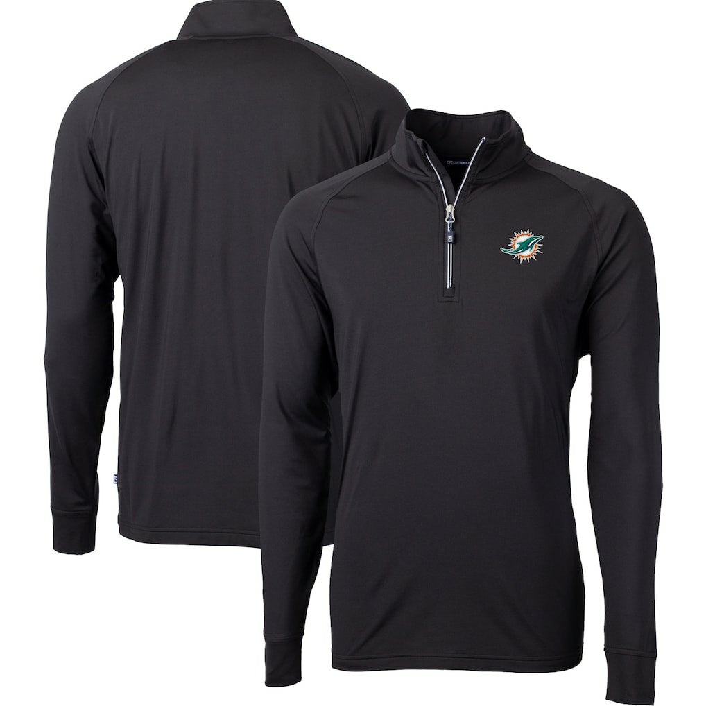 Cutter & Buck Big & Tall Adapt Eco DryTec Raglan Quarter-Zip Jacket - Miami Dolphins Jackets
