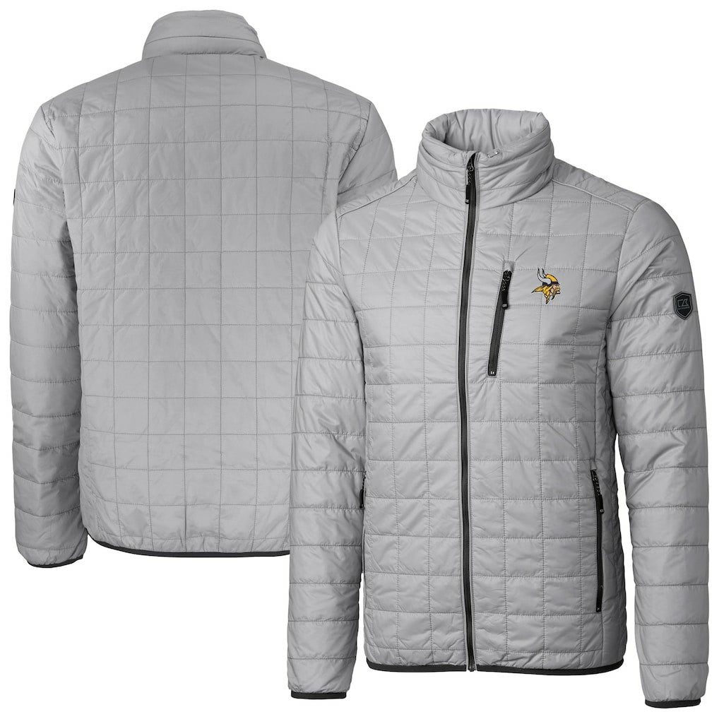 Cutter & Buck Big & Tall Rainier PrimaLoft Eco Insulated Full-Zip Hoodie Puffer Jacket - Minnesota Vikings Hoodies