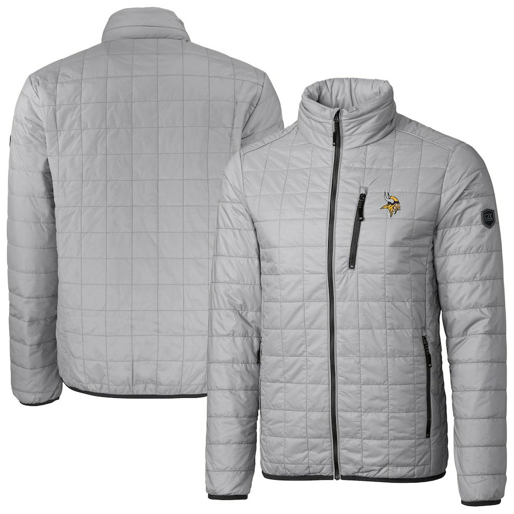 Cutter & Buck Big & Tall Rainier PrimaLoft Eco Insulated Full-Zip Hoodie Puffer Jacket - Minnesota Vikings Hoodies