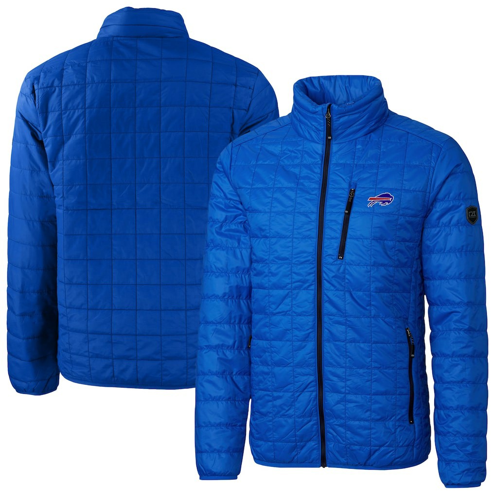 Cutter & Buck Big & Tall Rainier PrimaLoft Eco Insulated Full-Zip Hoodie Puffer Jacket - Buffalo Bills Hoodies