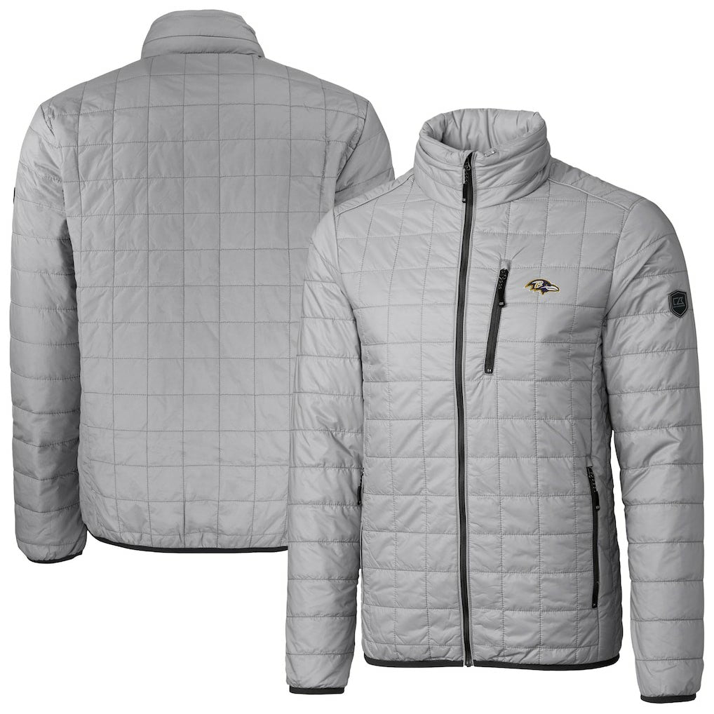 Cutter & Buck Big & Tall Rainier PrimaLoft Eco Insulated Full-Zip Hoodie Puffer Jacket - Baltimore Ravens Hoodies