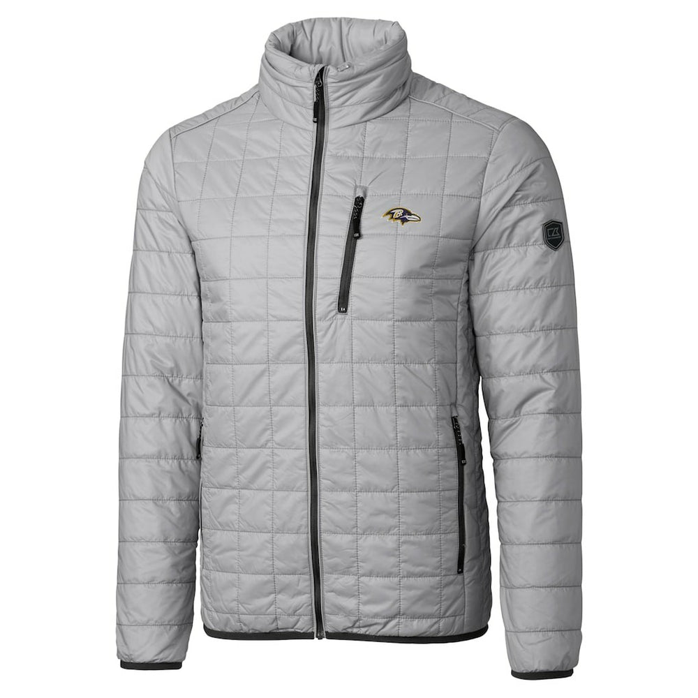 Cutter & Buck Big & Tall Rainier PrimaLoft Eco Insulated Full-Zip Hoodie Puffer Jacket - Baltimore Ravens Hoodies