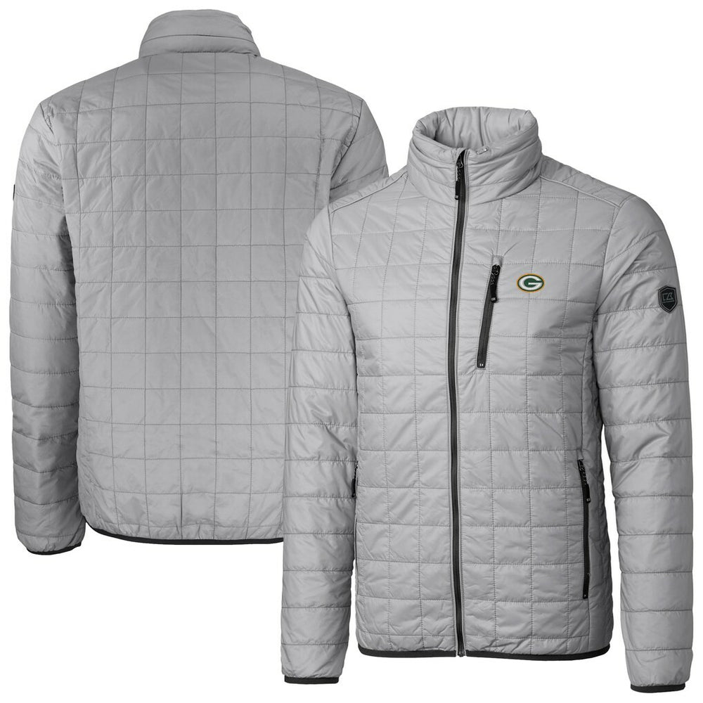 Cutter & Buck Big & Tall Rainier PrimaLoft Eco Insulated Full-Zip Hoodie Puffer Jacket - Green Bay Packers Hoodies