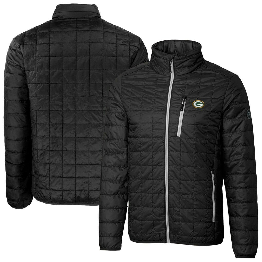 Cutter & Buck Big & Tall Rainier PrimaLoft Eco Insulated Full-Zip Hoodie Puffer Jacket - Green Bay Packers Hoodies