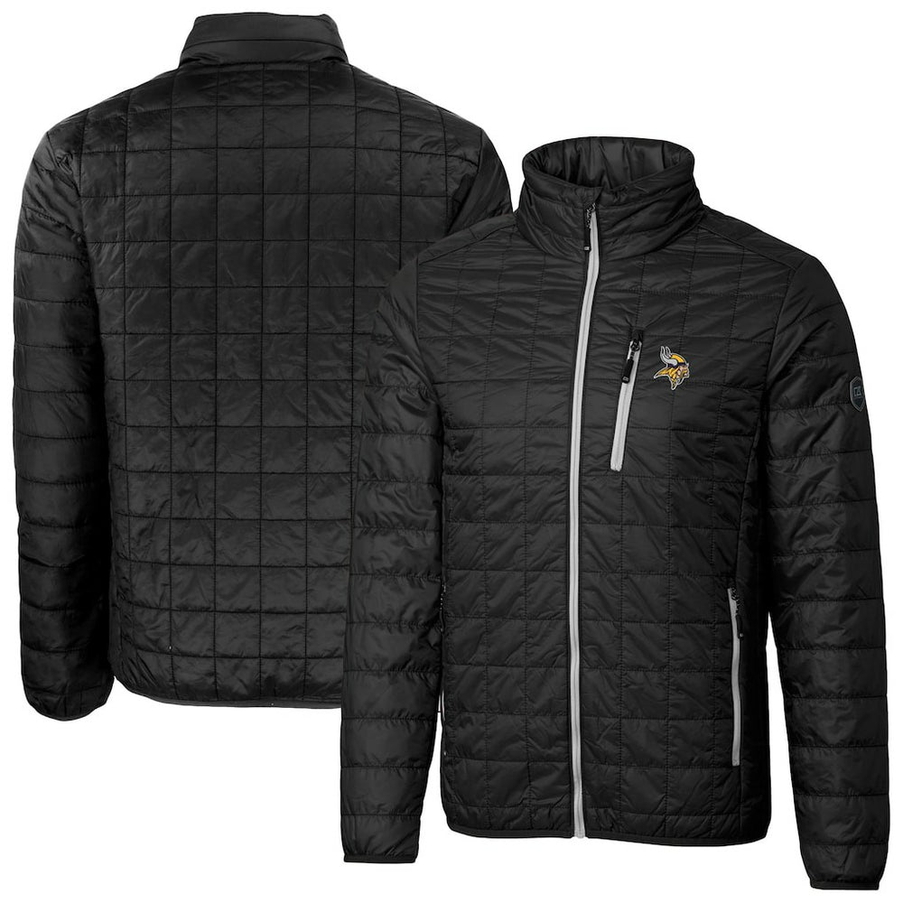 Cutter & Buck Big & Tall Rainier PrimaLoft Eco Insulated Full-Zip Hoodie Puffer Jacket - Minnesota Vikings Hoodies