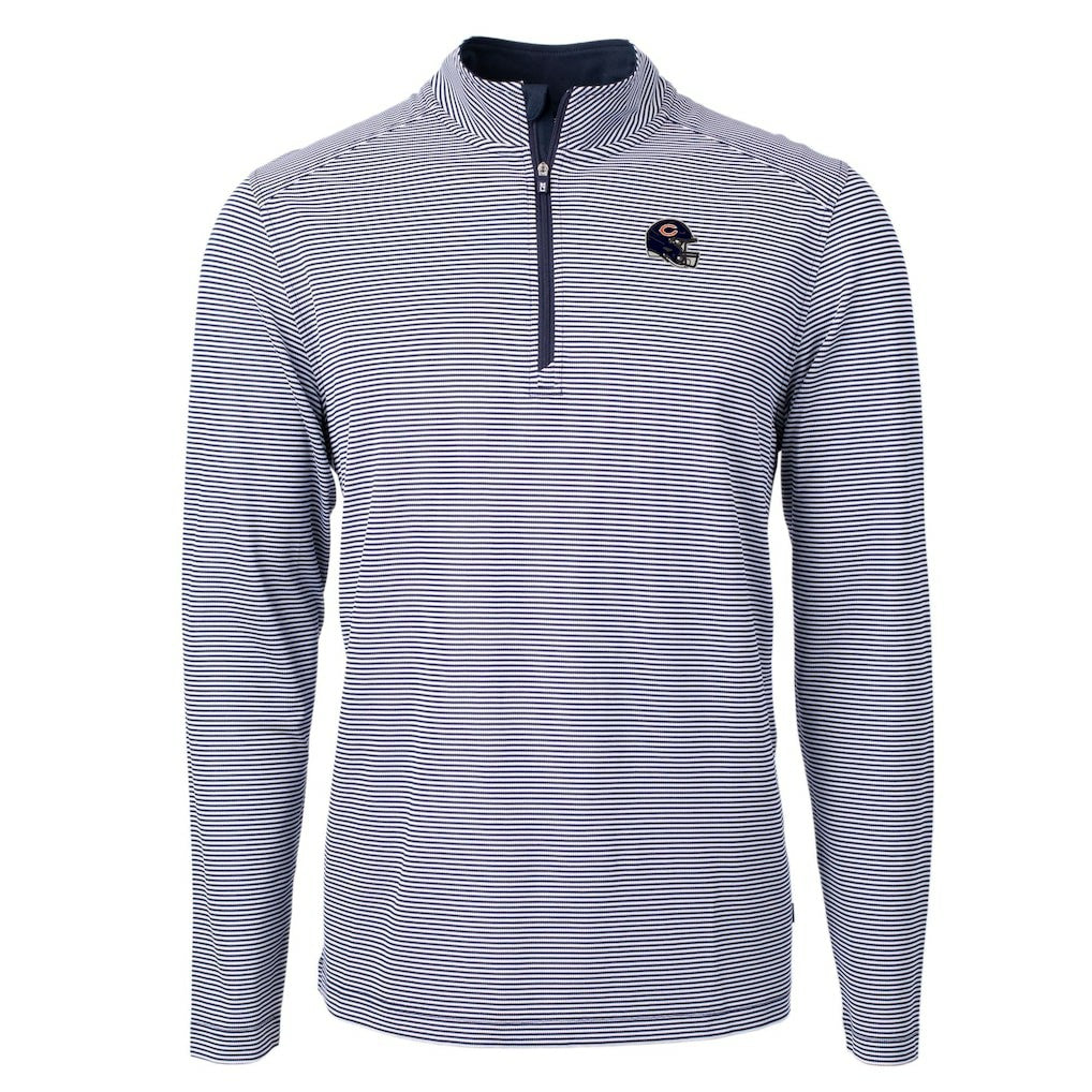 Cutter & Buck Big & Tall Virtue Eco Pique Micro Stripe Tri-Blend Quarter-Zip Jacket - Chicago Bears Jackets