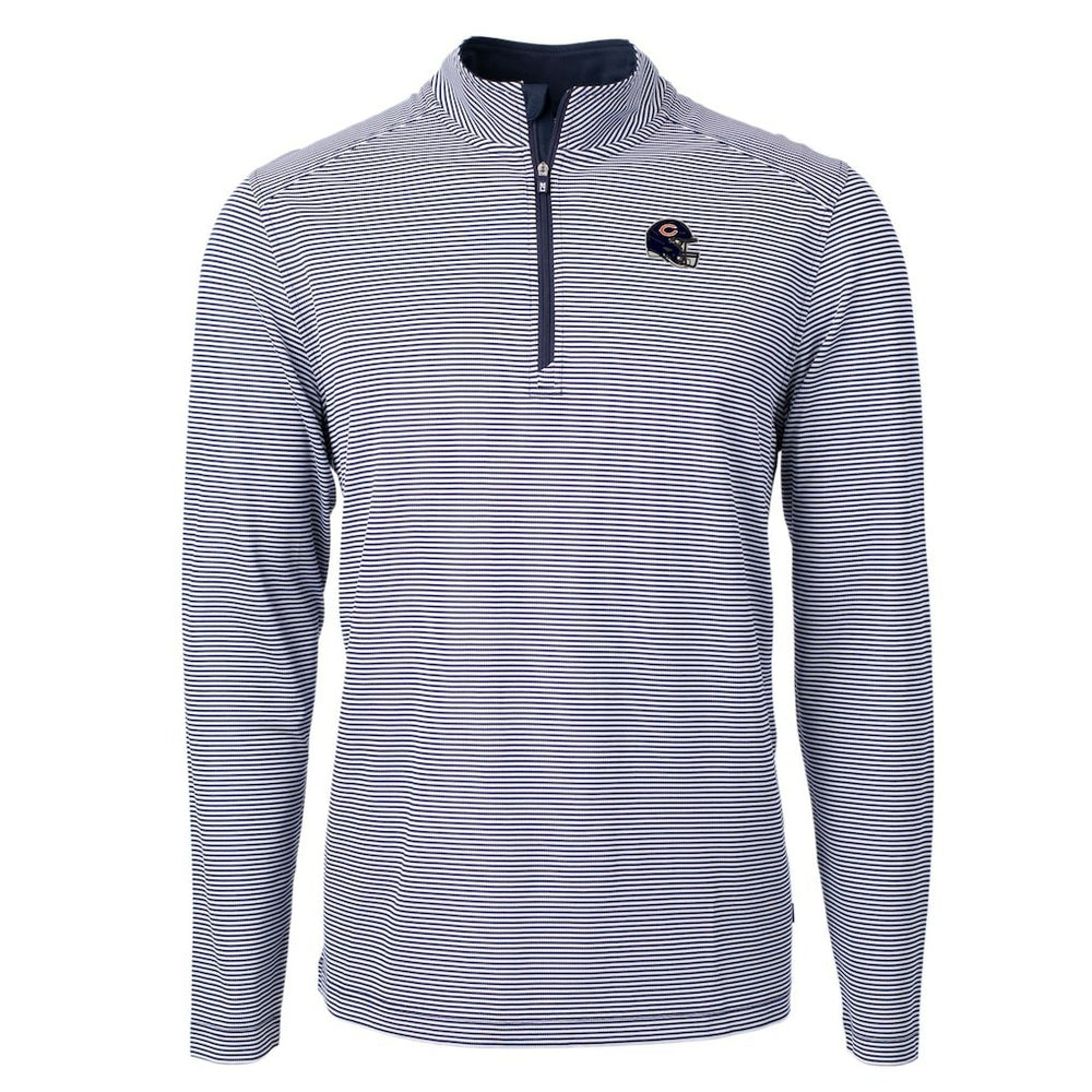 Cutter & Buck Big & Tall Virtue Eco Pique Micro Stripe Tri-Blend Quarter-Zip Jacket - Chicago Bears Jackets