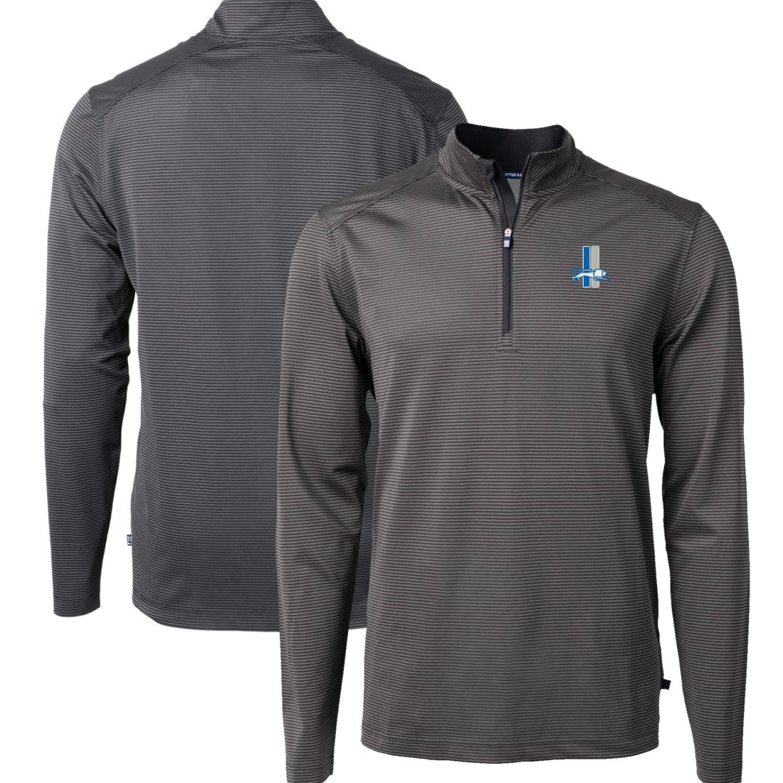 Cutter & Buck Big & Tall Virtue Eco Pique Micro Stripe Tri-Blend Quarter-Zip Jacket - Detroit Lions Jackets