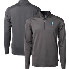Cutter & Buck Big & Tall Virtue Eco Pique Micro Stripe Tri-Blend Quarter-Zip Jacket - Detroit Lions Jackets