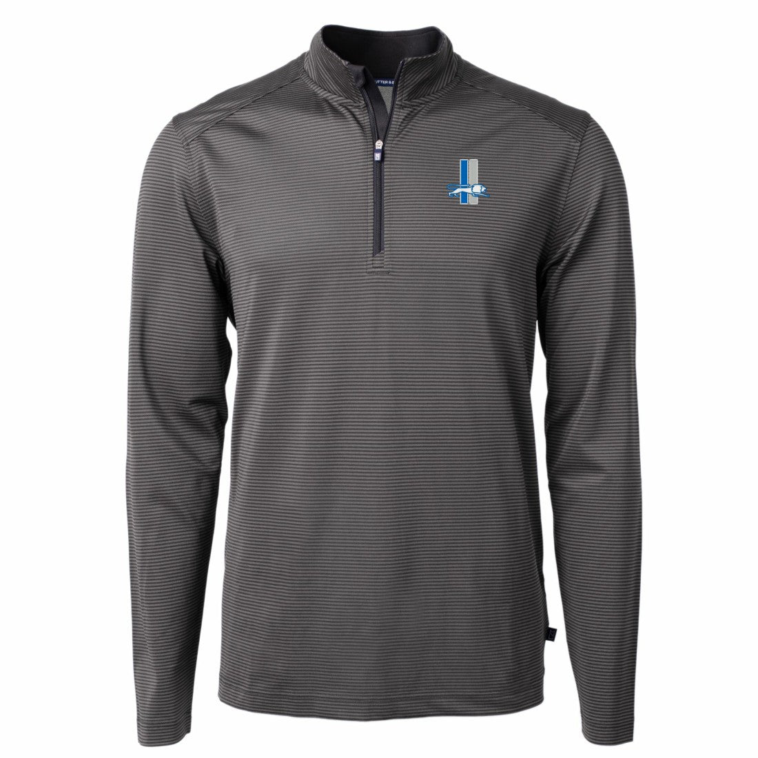 Cutter & Buck Big & Tall Virtue Eco Pique Micro Stripe Tri-Blend Quarter-Zip Jacket - Detroit Lions Jackets