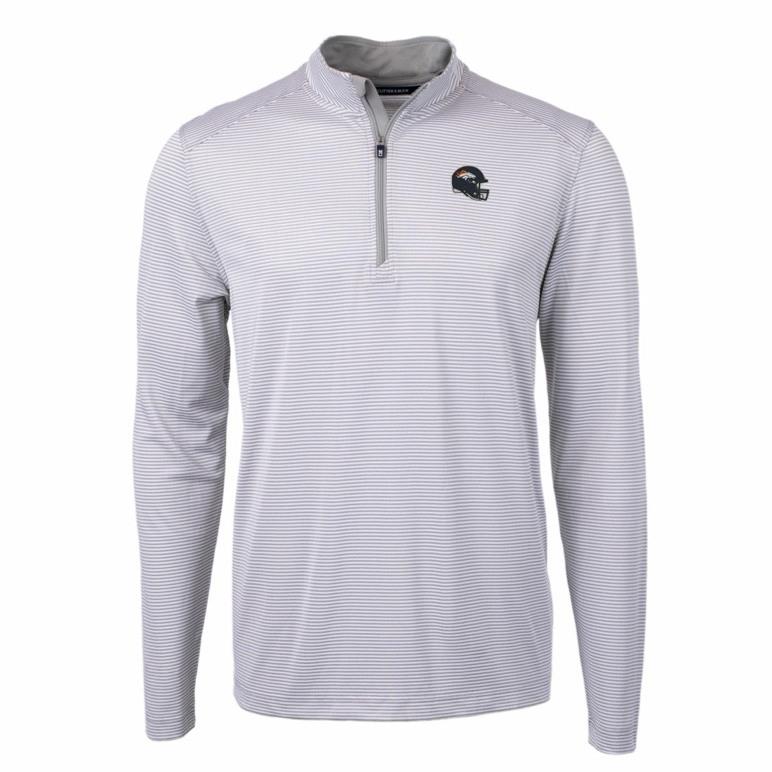 Cutter & Buck Big & Tall Virtue Eco Pique Micro Stripe Tri-Blend Quarter-Zip Jacket - Denver Broncos Jackets