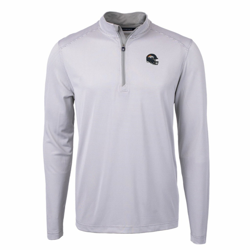 Cutter & Buck Big & Tall Virtue Eco Pique Micro Stripe Tri-Blend Quarter-Zip Jacket - Denver Broncos Jackets
