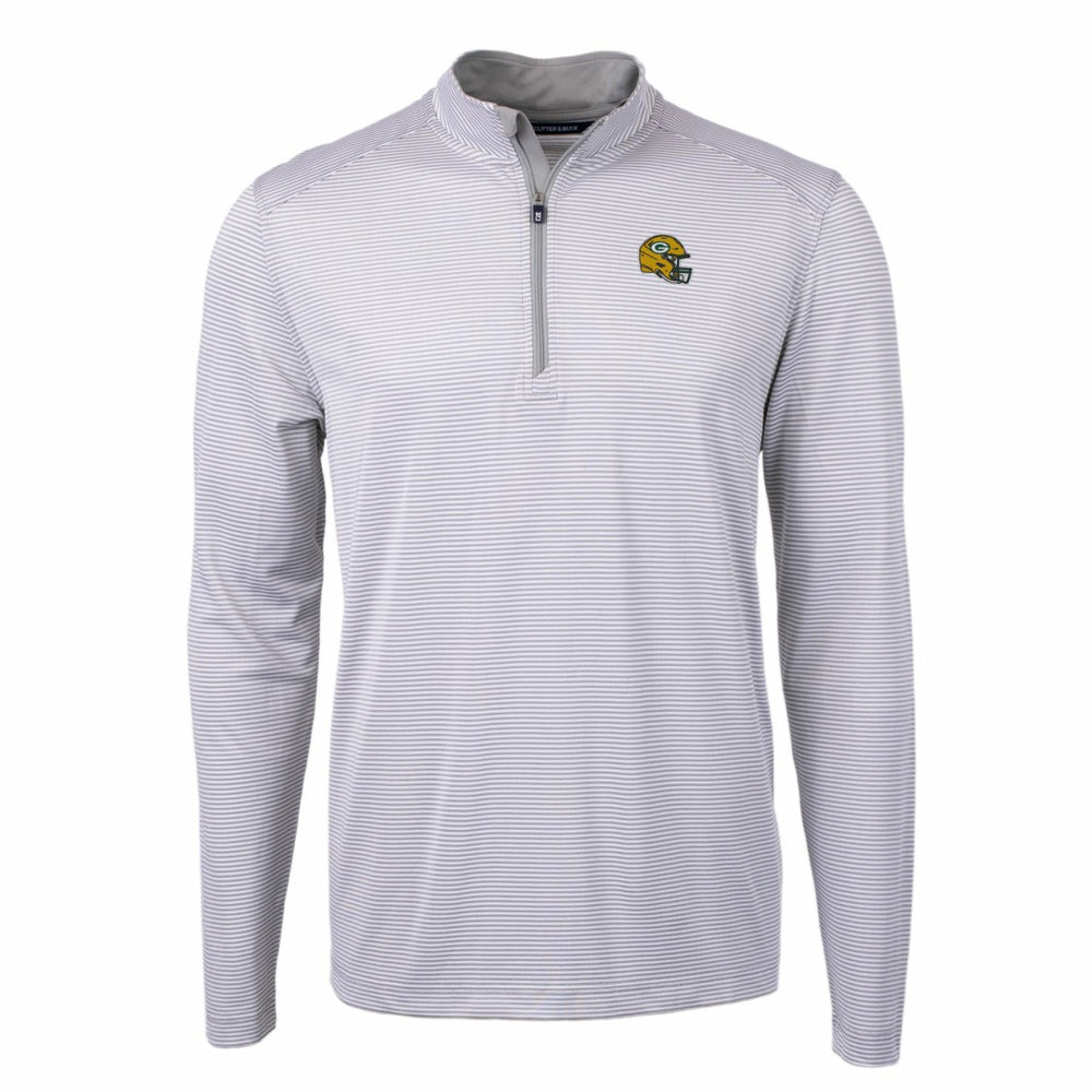 Cutter & Buck Big & Tall Virtue Eco Pique Micro Stripe Tri-Blend Quarter-Zip Jacket - Green Bay Packers Jackets