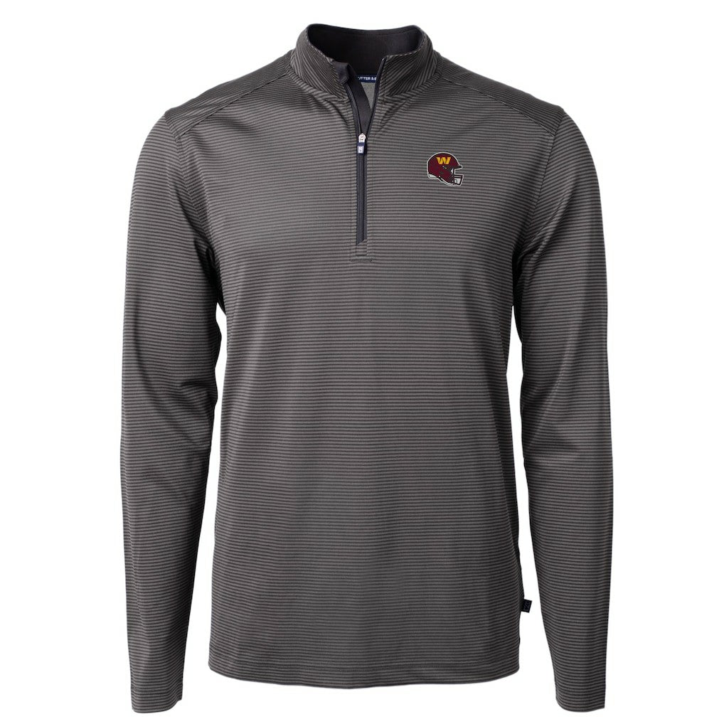 Cutter & Buck Big & Tall Virtue Eco Pique Micro Stripe Tri-Blend Quarter-Zip Jacket - Washington Commanders Jackets