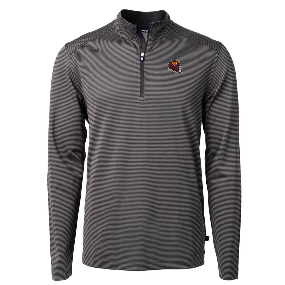 Cutter & Buck Big & Tall Virtue Eco Pique Micro Stripe Tri-Blend Quarter-Zip Jacket - Washington Commanders Jackets