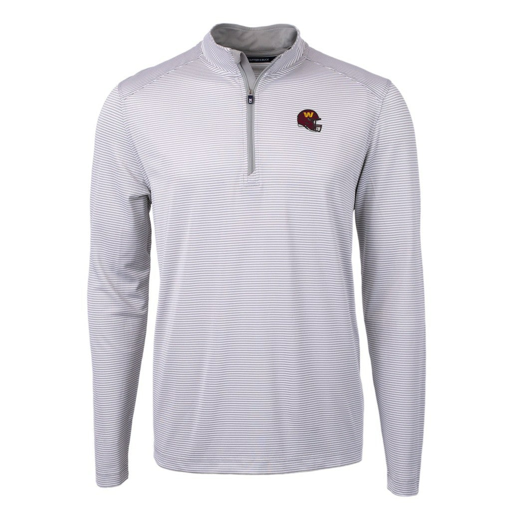 Cutter & Buck Big & Tall Virtue Eco Pique Micro Stripe Tri-Blend Quarter-Zip Jacket - Washington Commanders Jackets