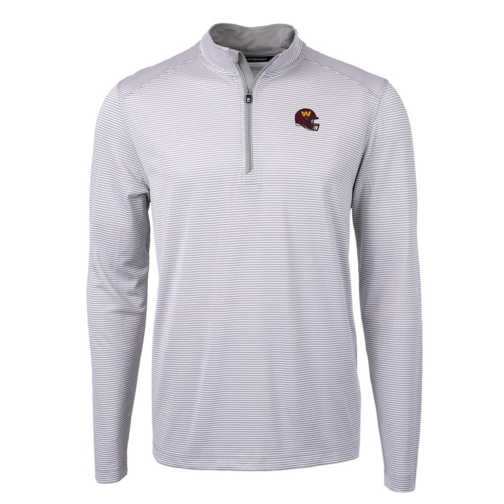 Cutter & Buck Big & Tall Virtue Eco Pique Micro Stripe Tri-Blend Quarter-Zip Jacket - Washington Commanders Jackets