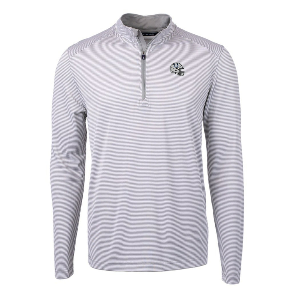Cutter & Buck Big & Tall Virtue Eco Pique Micro Stripe Tri-Blend Quarter-Zip Jacket - Indianapolis Colts Jackets