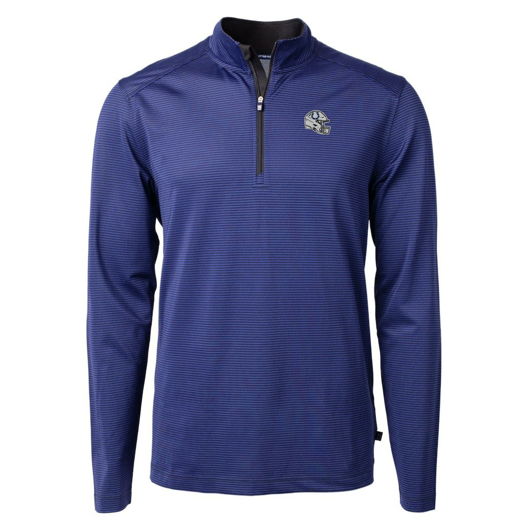 Cutter & Buck Big & Tall Virtue Eco Pique Micro Stripe Tri-Blend Quarter-Zip Jacket - Indianapolis Colts Jackets