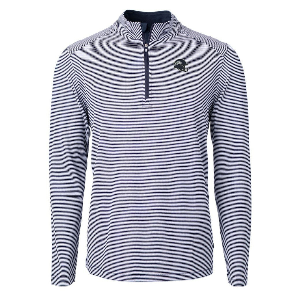 Cutter & Buck Big & Tall Virtue Eco Pique Micro Stripe Tri-Blend Quarter-Zip Jacket - Seattle Seahawks Jackets
