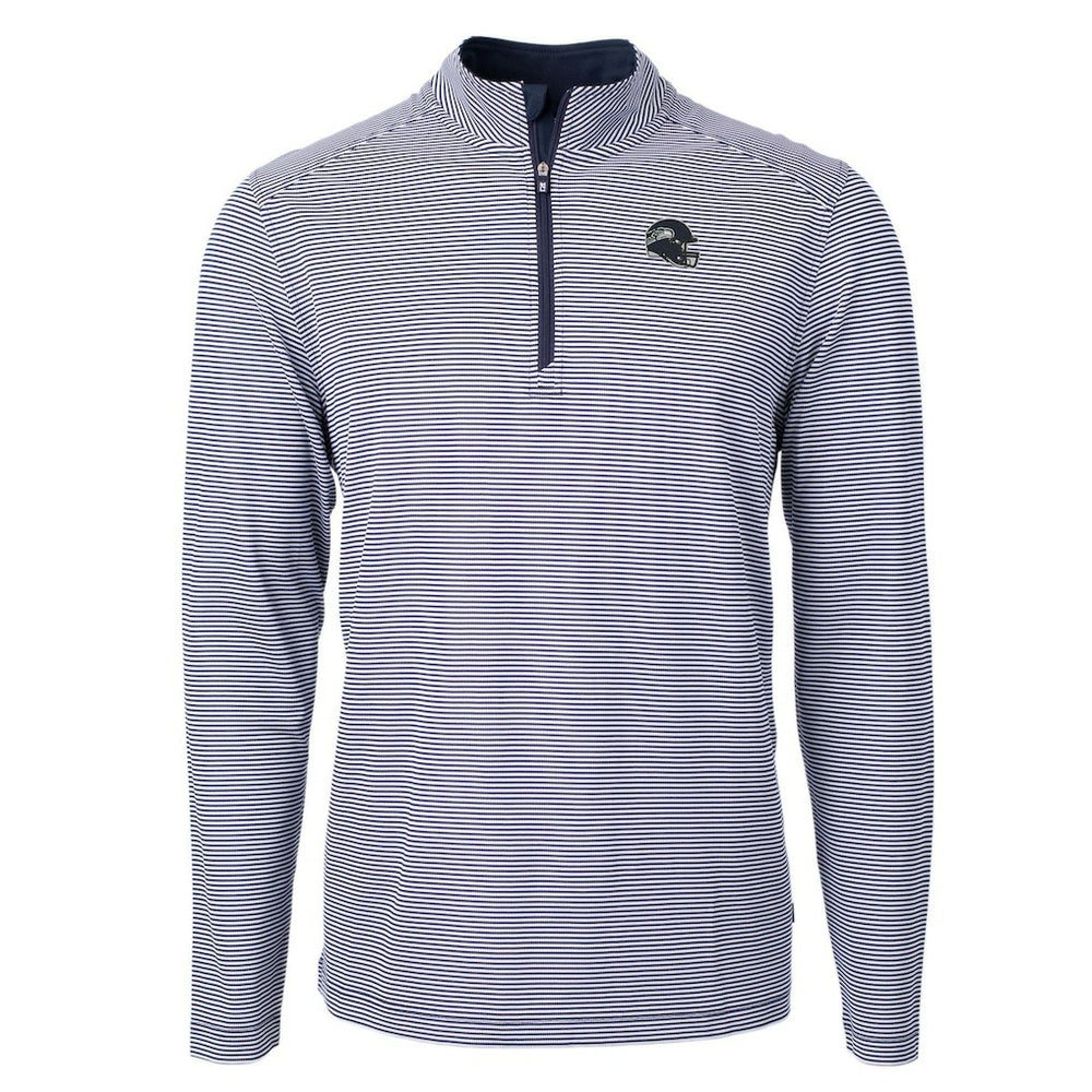 Cutter & Buck Big & Tall Virtue Eco Pique Micro Stripe Tri-Blend Quarter-Zip Jacket - Seattle Seahawks Jackets