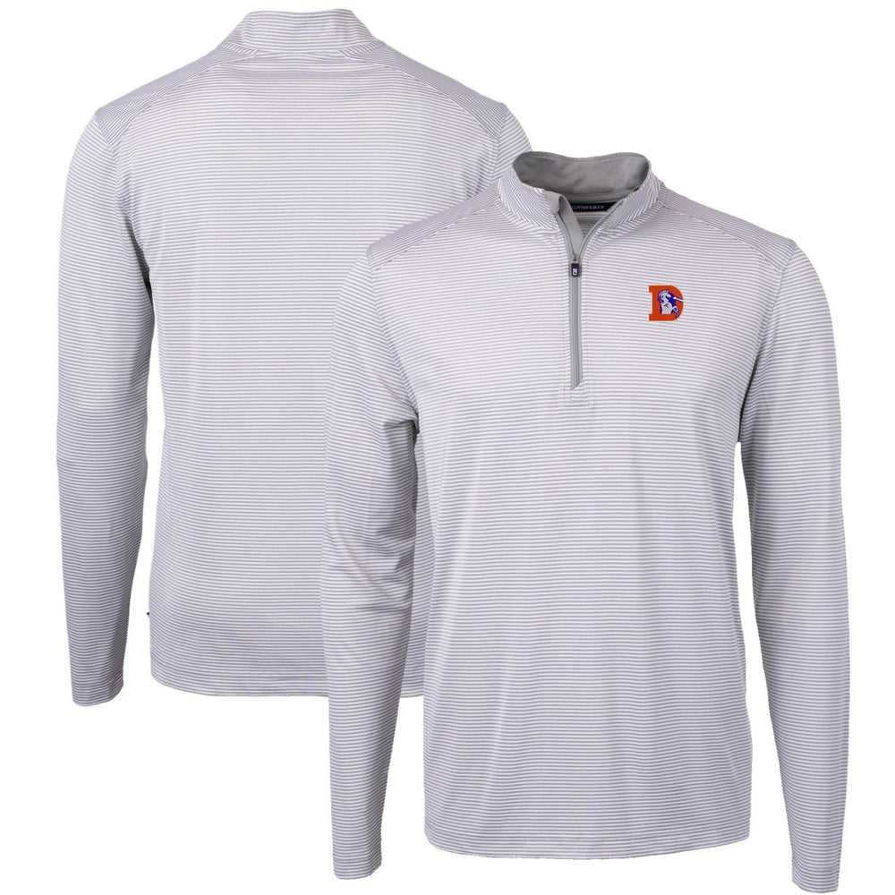 Cutter & Buck Big & Tall Virtue Eco Pique Micro Stripe Tri-Blend Quarter-Zip Jacket - Denver Broncos Jackets