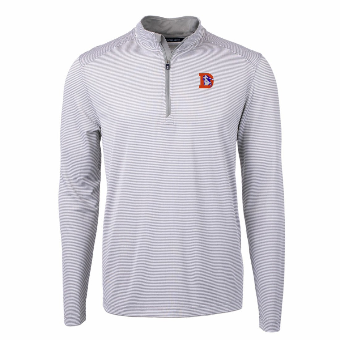 Cutter & Buck Big & Tall Virtue Eco Pique Micro Stripe Tri-Blend Quarter-Zip Jacket - Denver Broncos Jackets