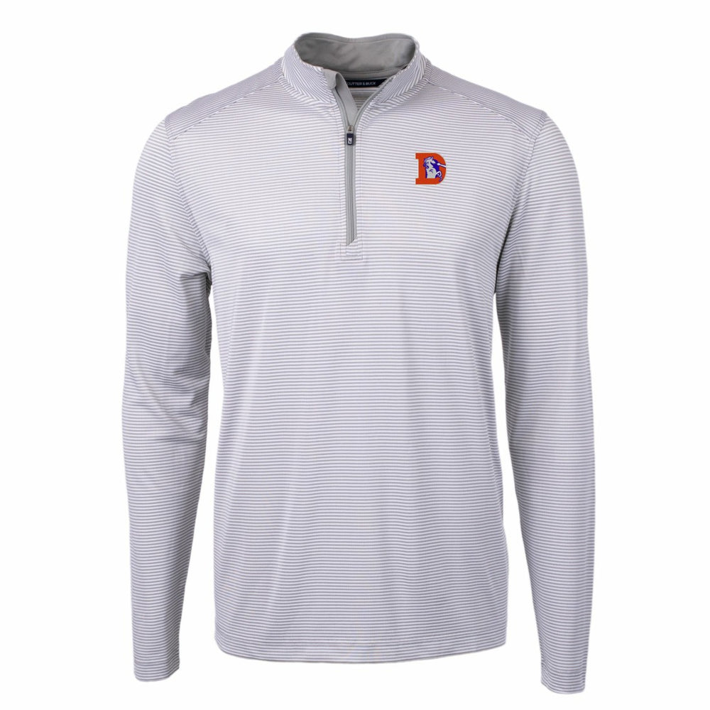 Cutter & Buck Big & Tall Virtue Eco Pique Micro Stripe Tri-Blend Quarter-Zip Jacket - Denver Broncos Jackets