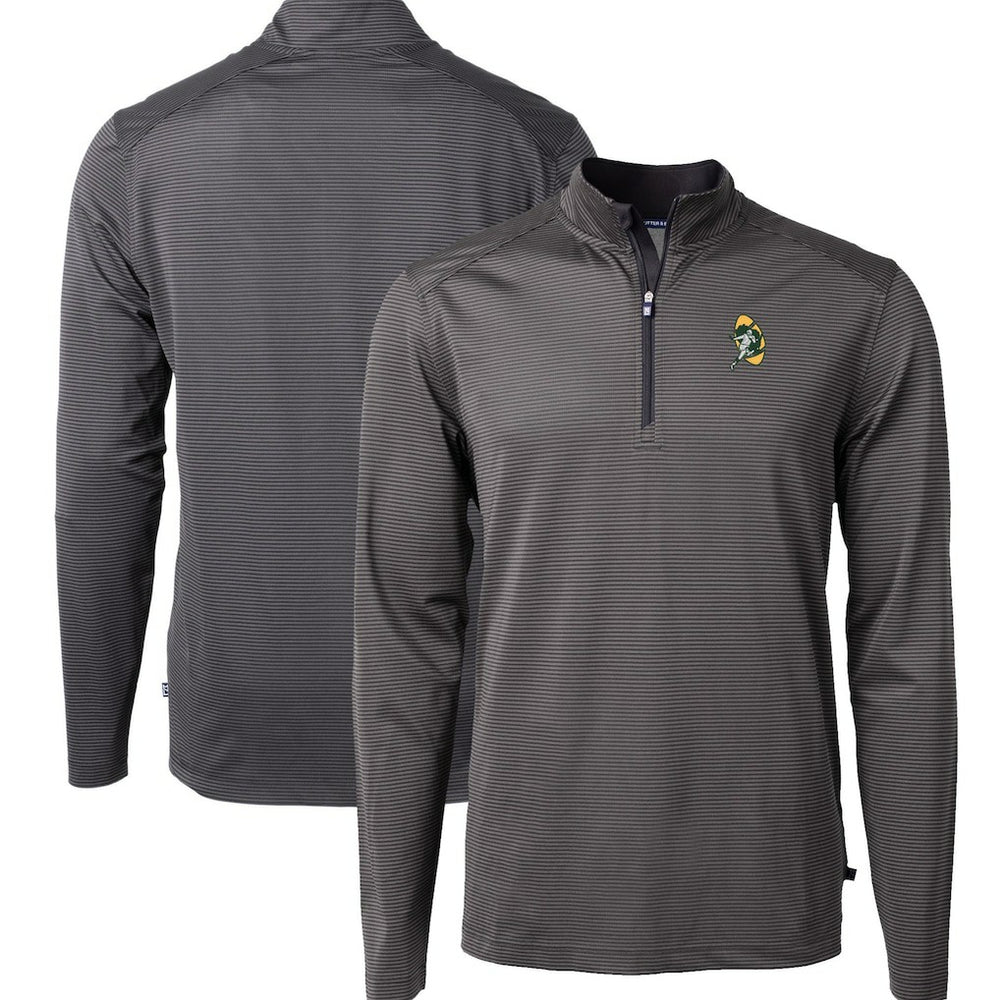 Cutter & Buck Big & Tall Virtue Eco Pique Micro Stripe Tri-Blend Quarter-Zip Jacket - Green Bay Packers Jackets