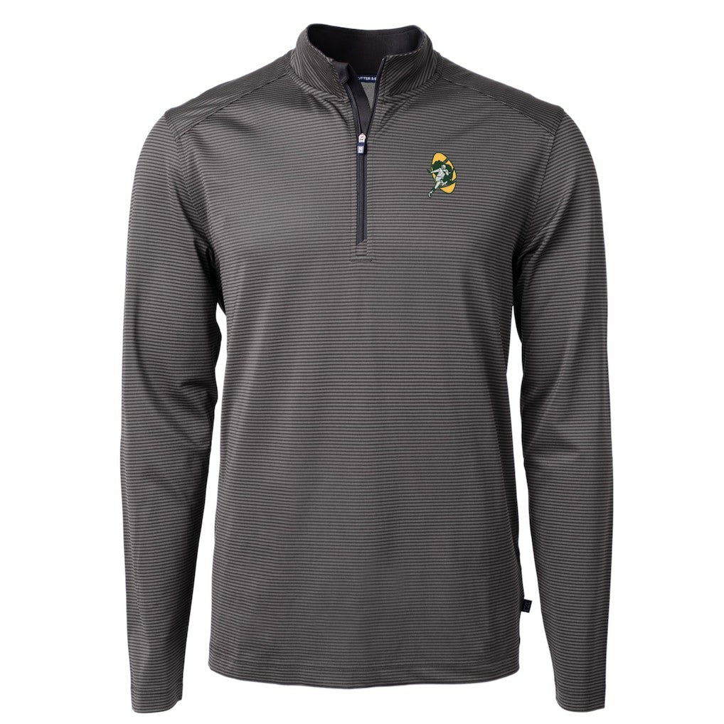 Cutter & Buck Big & Tall Virtue Eco Pique Micro Stripe Tri-Blend Quarter-Zip Jacket - Green Bay Packers Jackets