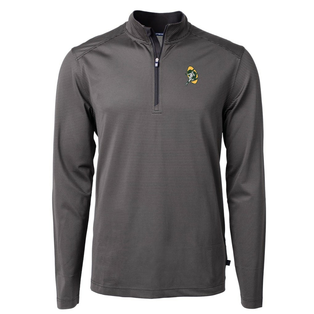 Cutter & Buck Big & Tall Virtue Eco Pique Micro Stripe Tri-Blend Quarter-Zip Jacket - Green Bay Packers Jackets