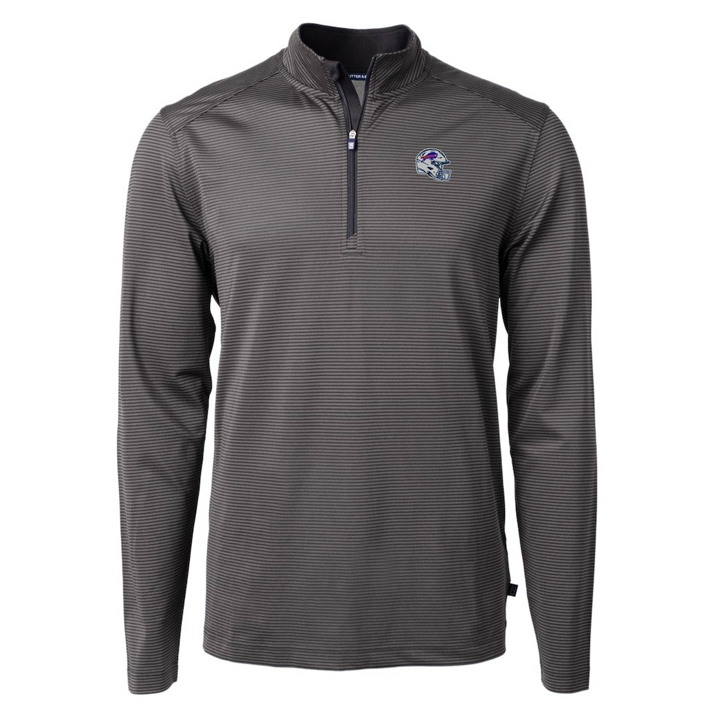 Cutter & Buck Big & Tall Virtue Eco Pique Micro Stripe Tri-Blend Quarter-Zip Jacket - Buffalo Bills Jackets