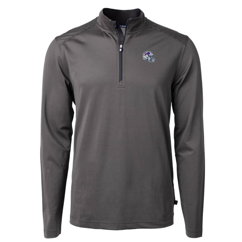 Cutter & Buck Big & Tall Virtue Eco Pique Micro Stripe Tri-Blend Quarter-Zip Jacket - Buffalo Bills Jackets