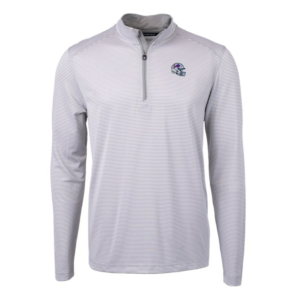Cutter & Buck Big & Tall Virtue Eco Pique Micro Stripe Tri-Blend Quarter-Zip Jacket - Buffalo Bills Jackets