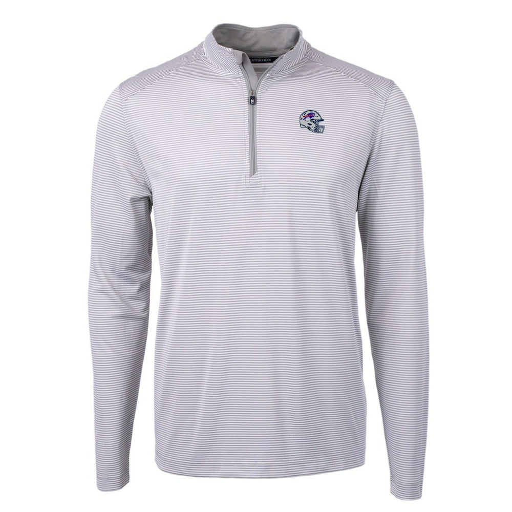 Cutter & Buck Big & Tall Virtue Eco Pique Micro Stripe Tri-Blend Quarter-Zip Jacket - Buffalo Bills Jackets