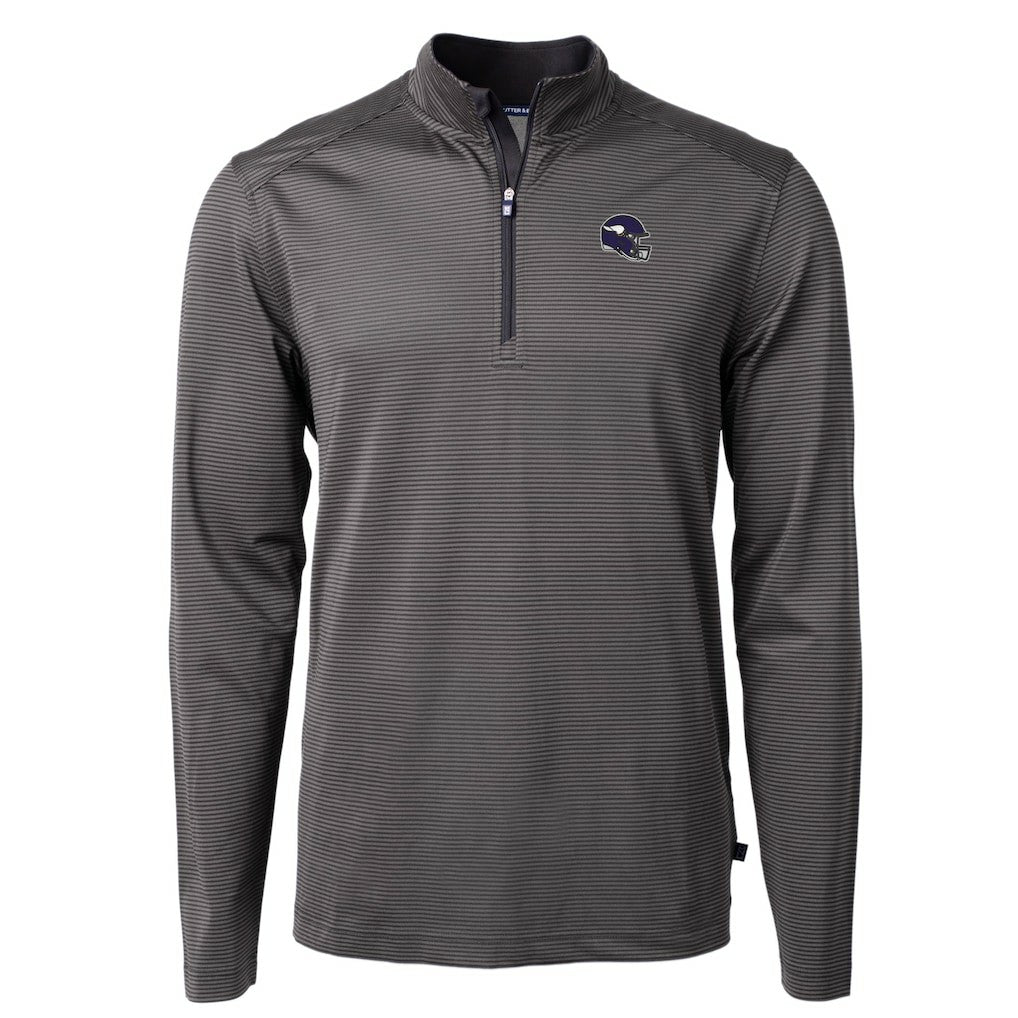 Cutter & Buck Big & Tall Virtue Eco Pique Micro Stripe Tri-Blend Quarter-Zip Jacket - Minnesota Vikings Jackets