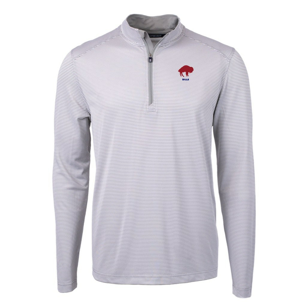 Cutter & Buck Big & Tall Virtue Eco Pique Micro Stripe Tri-Blend Quarter-Zip Jacket - Buffalo Bills Jackets