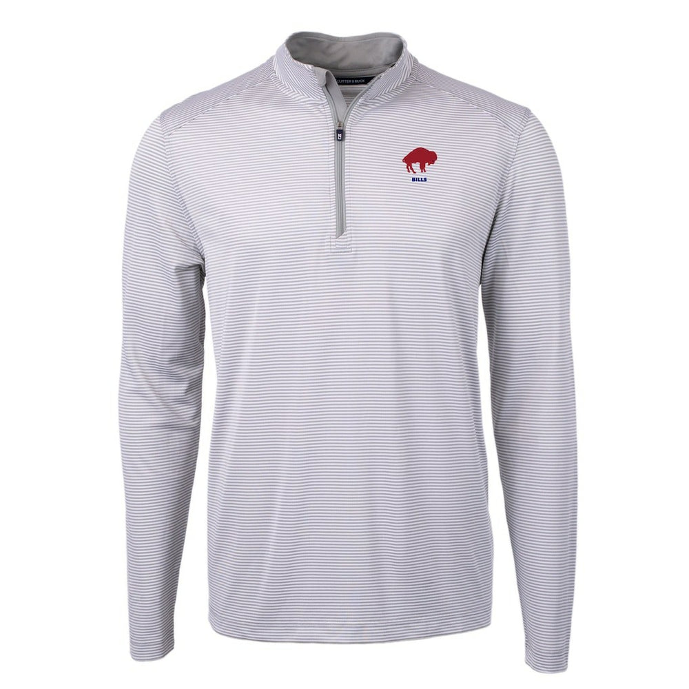 Cutter & Buck Big & Tall Virtue Eco Pique Micro Stripe Tri-Blend Quarter-Zip Jacket - Buffalo Bills Jackets