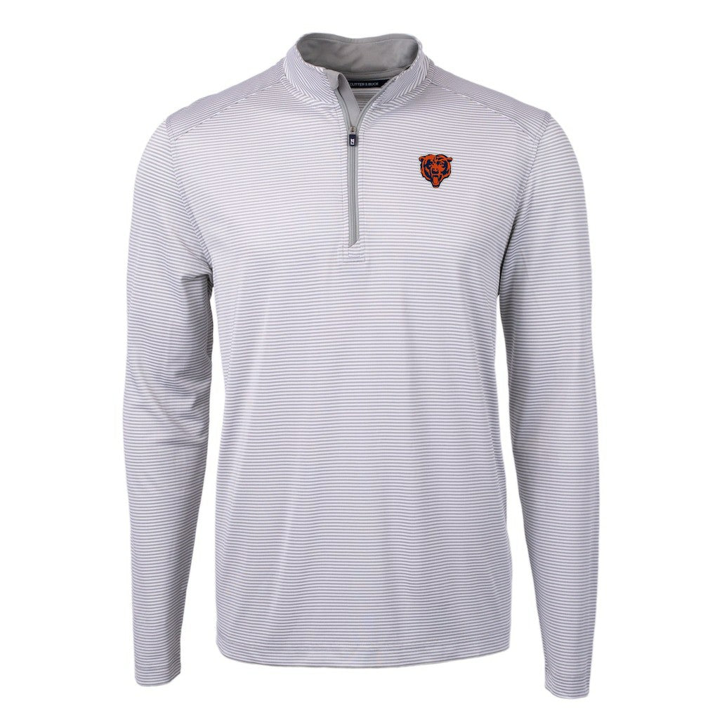Cutter & Buck Big & Tall Virtue Eco Pique Micro Stripe Tri-Blend Quarter-Zip Jacket - Chicago Bears Jackets